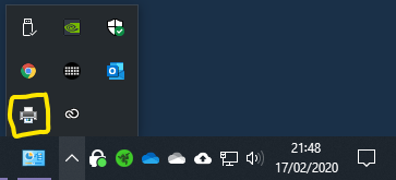 Printer icon in quick access toolbar highlighted